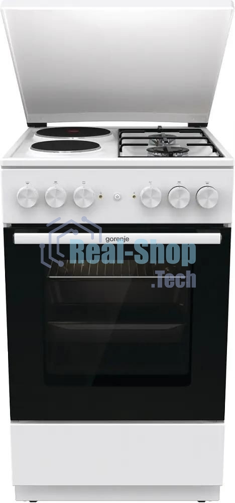 Плита комбинированная Gorenje GK5A12WG белый, конфорок 2 газовых и 2 электрических, духовка 68 л, 50 см x 85 см x 59.4 см