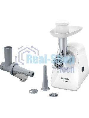 Мясорубка электрическая Bosch MFW2515W белый, 1500 Вт, 1.7 кг/мин, защита от перегрузки, насадки - 4
