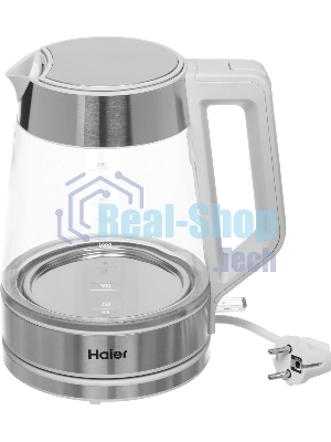 Чайник электрический Haier HK-500 1.7л. 2200Вт серый/белый корпус: стекло/пластик (TD0029955RU)