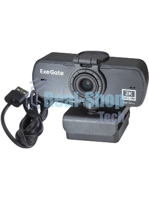 Веб-камера ExeGate Stream C940 Wide 2K 2560x1440, 30 кадр/с, USB Type-A, микрофон (шумоподавление), универсальное крепление, штатив в комплекте