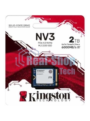 Накопитель SSD Kingston NV3, 2000Gb, M.2(22x30мм), NVMe, PCIe 4.0 x4, 3D TLC, R/W 6000/5000Mb/s, TbW 640, DWPD 0.2