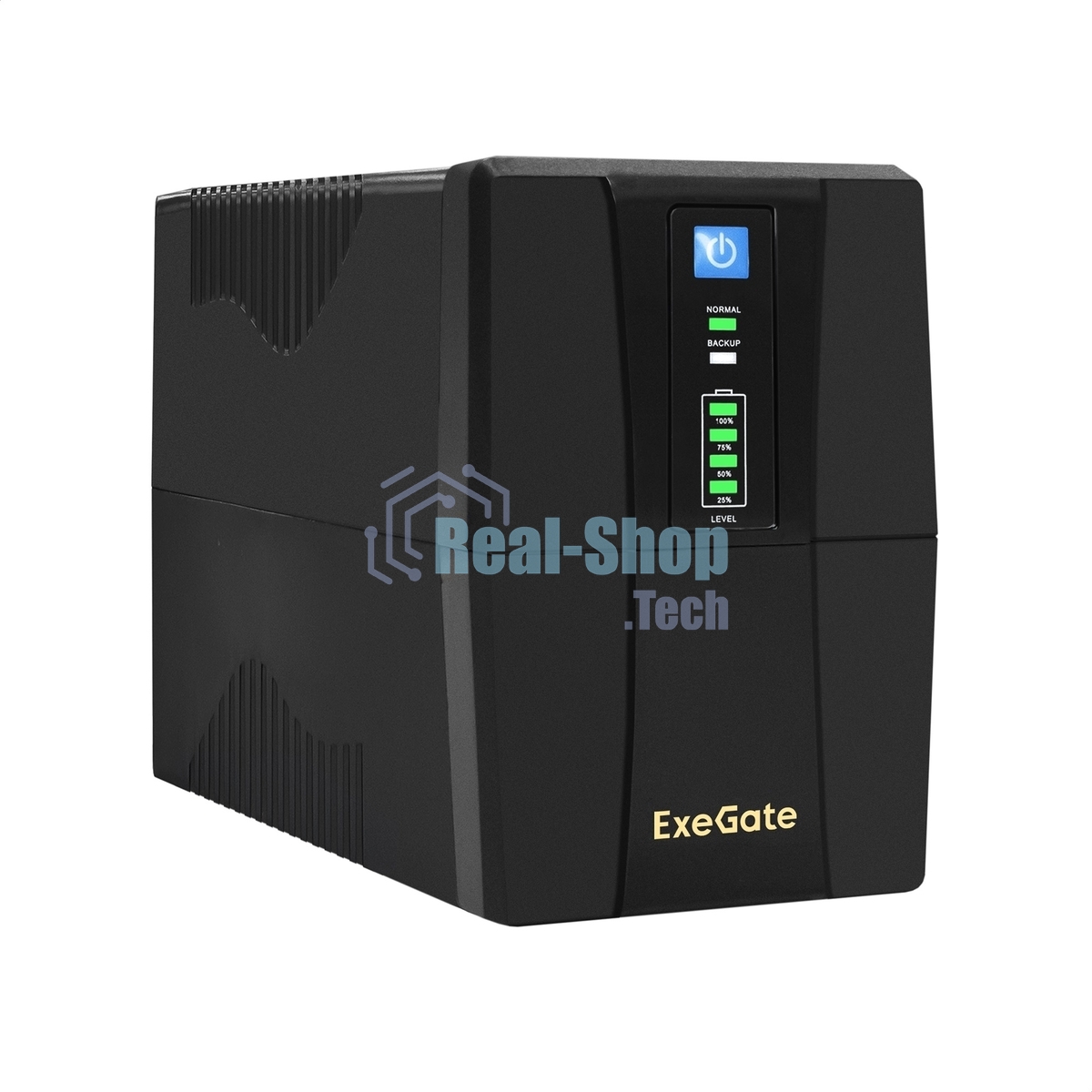 Источник бесперебойного питания ExeGate Power Back BNB-650.LED.AVR.2SH.RJ.USB (650VA/360W, LED, AVR,2*Schuko, RJ45/11, USB, батарея 12V 7.2Ah, Black)