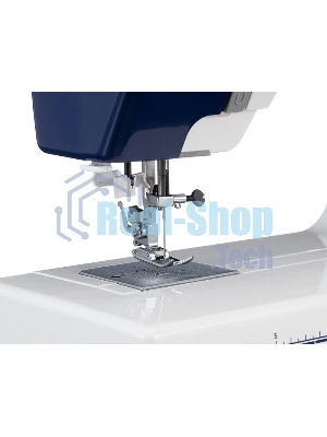 Швейная машина Janome SP901 белый/синий, электромеханическая, вертикальный качающийся, 15 операций, петля полуавтомат