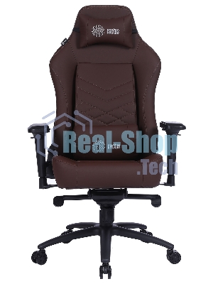 Кресло игровое Cactus CS-CHR-0112BR коричневый, сиденье коричневый, эко.кожа, с подголов. крестовина металл, пластик черный