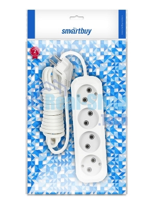 Удлинитель Smartbuy (SBE-10-4-02-N) 4 гнз х 2,0 м (10А/2.2 кВт, ПВС 2х1.0)
