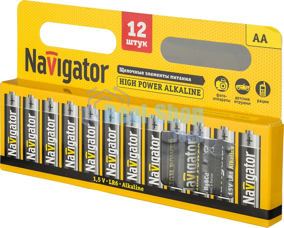 Элемент питания алкалиновый Navigator AA/LR6 NBT-NE-LR6-BP12 (блист.12шт)