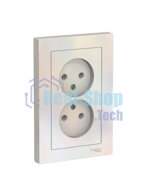 Розетка 2-м AtlasDesign без заземл. 16А в сборе жемчуг SchE ATN000420