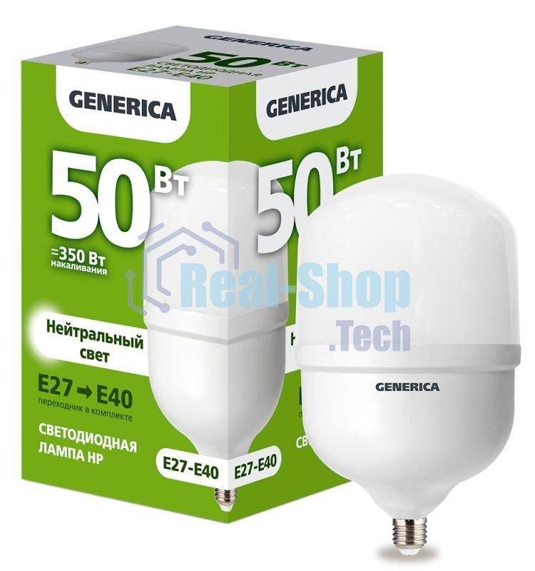 Лампа светодиодная GENERICA LL-HP-50-230-40-E27-E40-G HP 50Вт 4000К E27-E40 230В