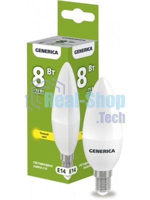 Лампа cветодиодная LED IEK LL-C35-08-230-30-E14-G C35 свеча 8Вт 230В 3000К E14 GENERICA