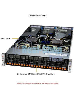 Серверная платформа Supermicro AS-2125HS-TNR H13DSH, CSE-HS219-R1K63P-A,RoHS