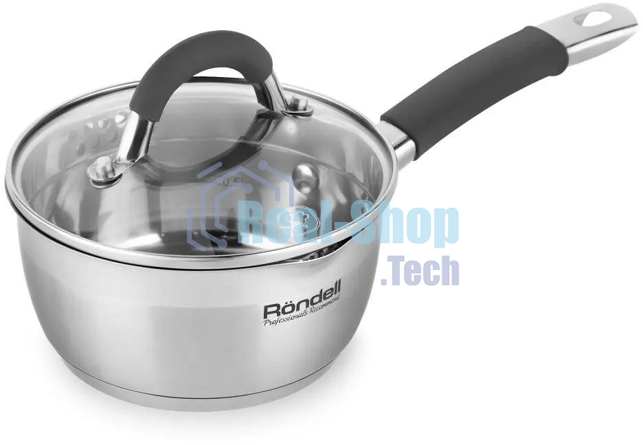 Ковш Rondell Flamme RDS-026, 1.3л, 16см, с крышкой, стальной