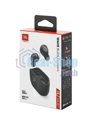 Наушники TWS JBL Wave Buds черный, внутриканальные, Bluetooth, быстрая зарядка, до 8 ч