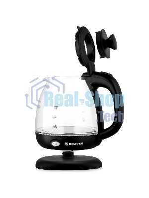 Чайник электрический BRAYER BR6106, 1100 Вт, 1 л, стеклянный, автоотключение, подсветка, черный