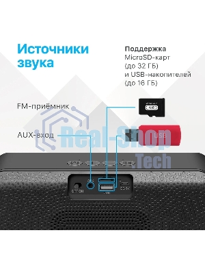 Акустическая система Defender LIGHT/BT/FM/USB/TF/AUX Q1 черный 10 Вт