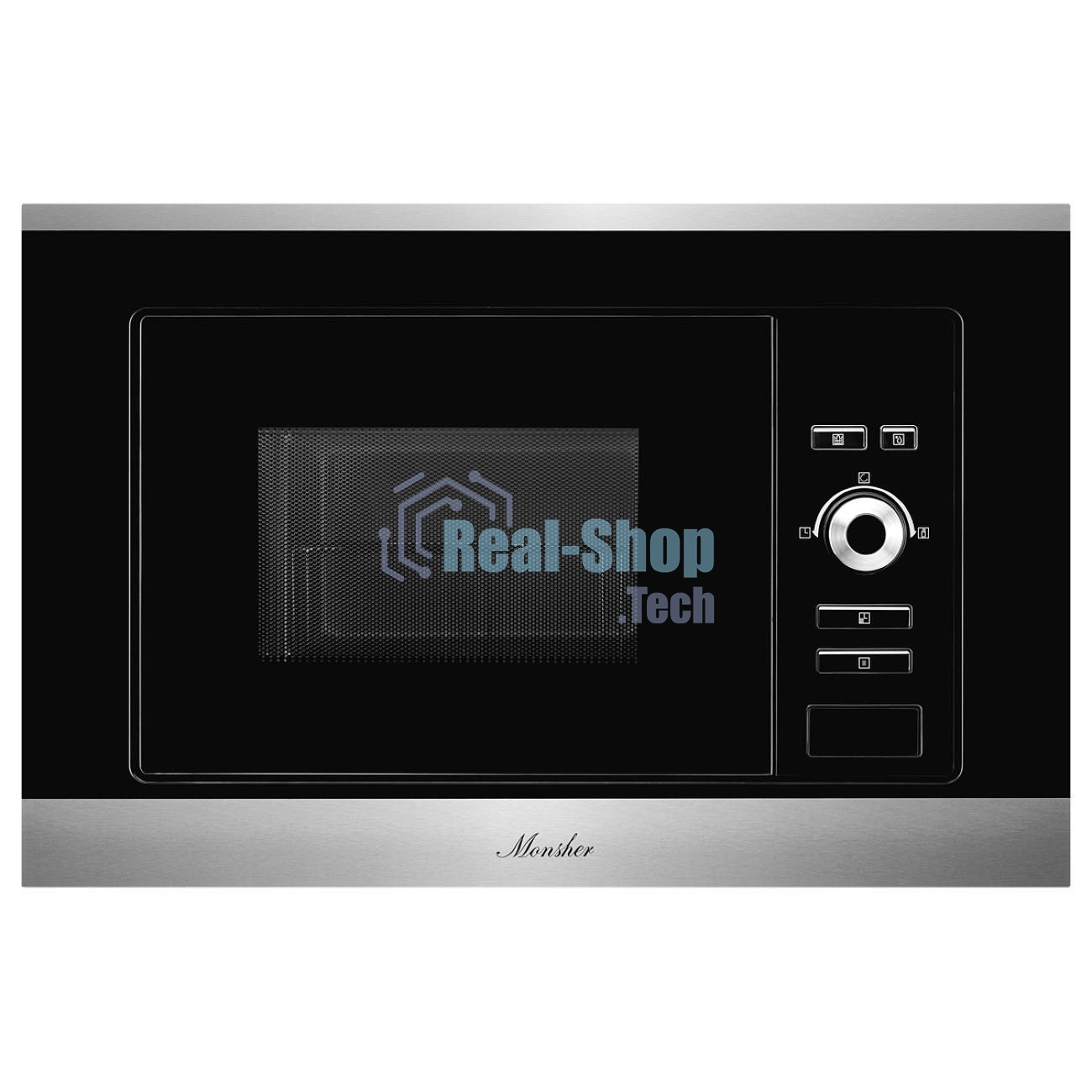 Встраиваемая микроволновая печь Monsher MMH 201 BX 60 см, 20 л, 8 автоматических кулинарных программ, 5 режимов мощности, функция размораживания по весу полуфабрикатов или по времени, черный и нерж.