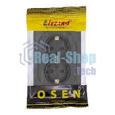 Розетка 2-м LEZARD СП OSEN с заземл. ПБТ, механизм, черный бархат 743-4200-127B