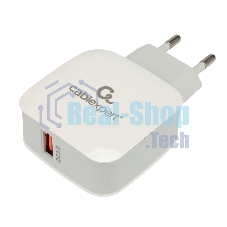 Сетевое зарядное устройство Cablexpert MP3A-PC-40, 18Вт, 3А, быстрая зарядка QC3.0, 1 порт USB, белый, пакет