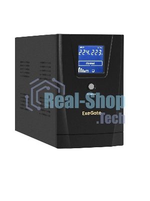 Источник бесперебойного питания ExeGate EX292633RUS SpecialPro Smart LLB-2200.LCD.AVR.1SH.2C13.RJ.USB 2200VA/1300W,LCD,AVR,1*Schuko+2*C13,RJ45/11,USB, металлический корпус, черный