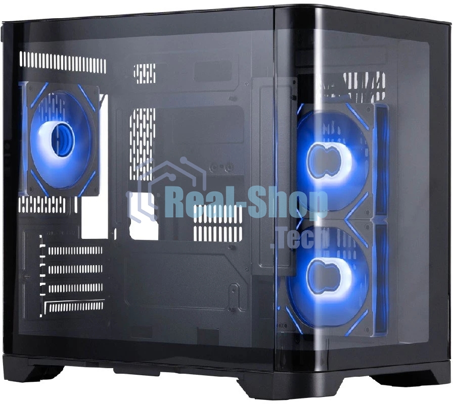 Компьютерный корпус 1STPLAYER UVIEW UV5 ARGB черный mATX 3x120мм ARGB fans UV5-BK-2FC7R-1FC7