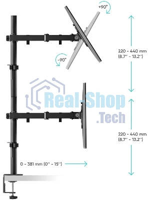 Кронштейн ONKRON D421E для четырех мониторов 13
