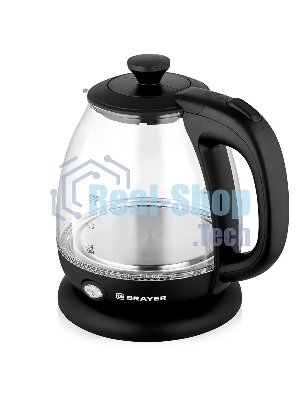 Чайник электрический BRAYER BR6106, 1100 Вт, 1 л, стеклянный, автоотключение, подсветка, черный