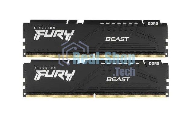 Оперативная память Kingston Fury Beast, DDR5, 16GB (2x8GB), 6000MHz, CL36, с радиаторами, черный