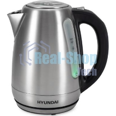 Чайник электрический Hyundai HYK-S8408 1.7 л, 2200 Вт, серебристый матовый/черный (корпус: нержавеющая сталь)