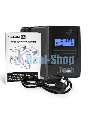 Источник бесперебойного питания ExeGate Smart LB-650.LCD.AVR.4C13 (650VA/390W, LCD, AVR, 4*C13, батарея 12V 7Ah, черный)