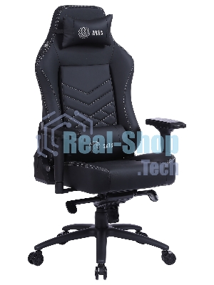 Кресло Cactus CS-CHR-0112BL-M черный, экокожа, 120 кг, подголовник, регулируемые подлокотники, механизм качания
