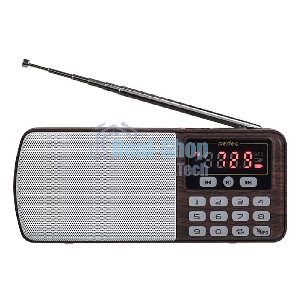 Радиоприемник цифровой PERFEO ЕГЕРЬ FM+ 70-108МГц/ MP3/ питание USB или BL5C/ коричневый (i120-BK)