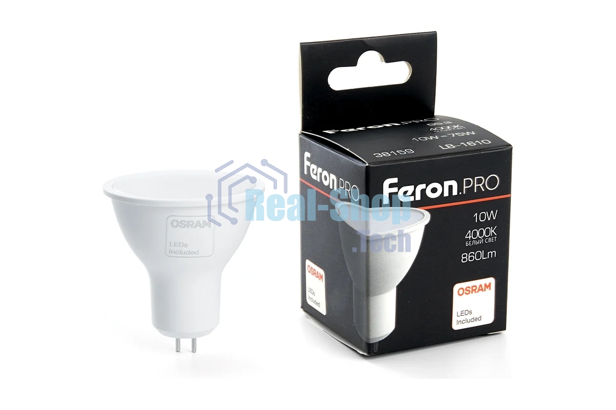 Лампа светодиодная Feron PRO LB-1610 10Вт 230В GU5.3 белый