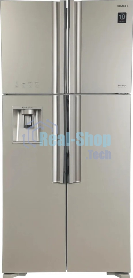 Холодильник Hitachi R-W660PUC7X GC шампань стекло двухкамерный 396/144л морозилка сверху, No Frost, Side by Side