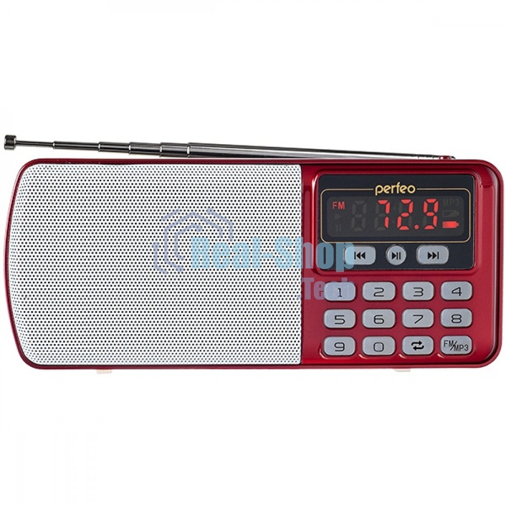 Радиоприемник цифровой Perfeo ЕГЕРЬ FM+ 70-108МГц/ MP3/ питание USB или BL5C/ красный(i120-RED)	