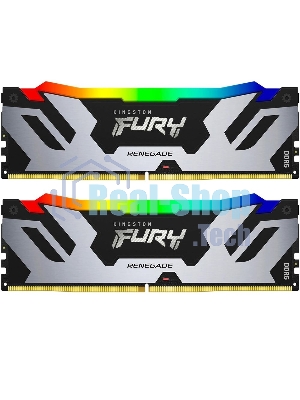 Оперативная память Kingston Fury Renegade, DDR5, 96Gb (2x48Gb), 6400MHz, CL32, DIMM, с радиатором, RGb, серебристый