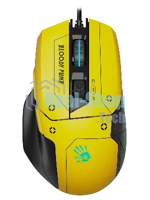 Мышь проводная A4Tech Bloody W70 Max желтый/черный, 10000 dpi, USB, кнопки - 9