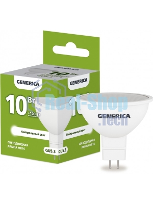 Лампа cветодиодная LED MR16 IEK LL-MR16-10-230-40-GU5-G софит 10Вт 230В 4000К GU5.3 GENERICA