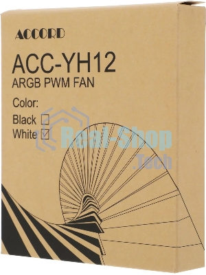 Вентилятор для корпуса Accord ACC-YH12 ARGb 120х120x25 белый 4-pin 27дБ (ACC-YH12 ARGb белый) brown box