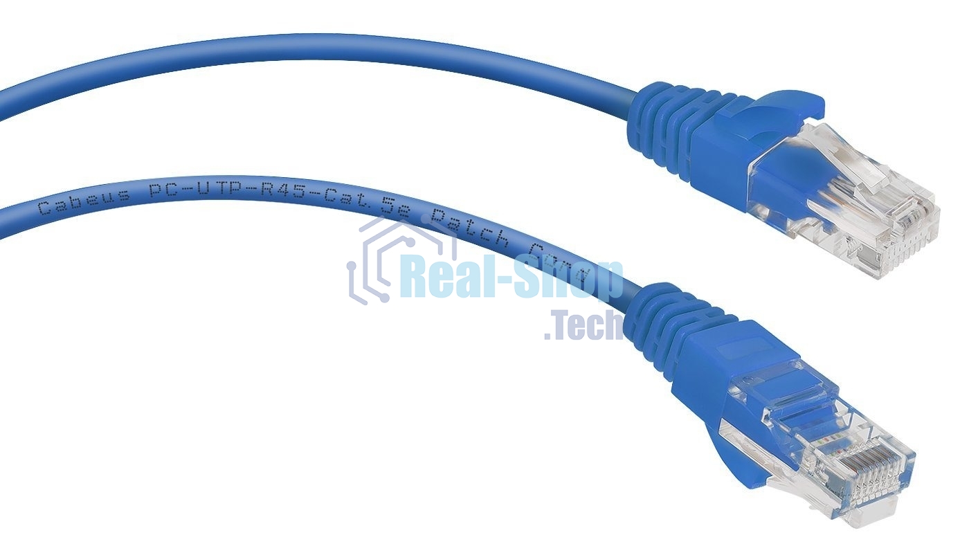 Шнур комм. Cabeus, кат. 5е, неэкр., U/UTP, RJ45/RJ45, LSZH, AWG24, 0.5м, синий