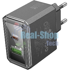 Сетевое зарядное устройство BOROFONE (6941991110641) 1USB+1Type-C 3.0A QC3.0 PD 30W, черный
