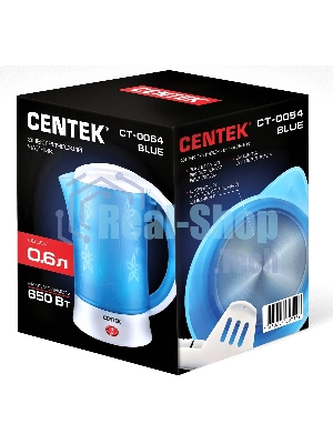 Чайник электрический дорожный Centek CT-0054 синий, 600 мл, 650 Вт