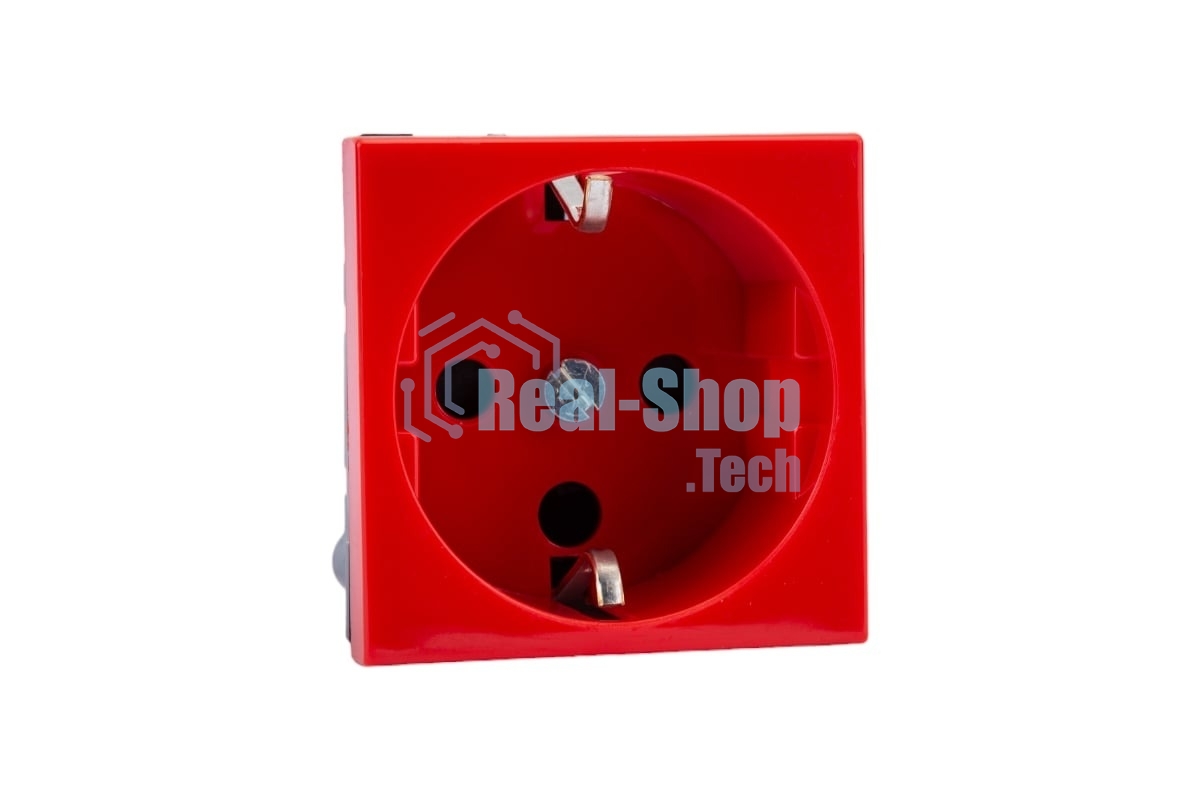 Механизм розетки Legrand 1-м СП Mosaic 2 модульный, с заземлением, красный Legrand 077214 124965