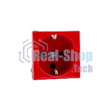 Механизм розетки Legrand 1-м СП Mosaic 2 модульный, с заземлением, красный Legrand 077214 124965