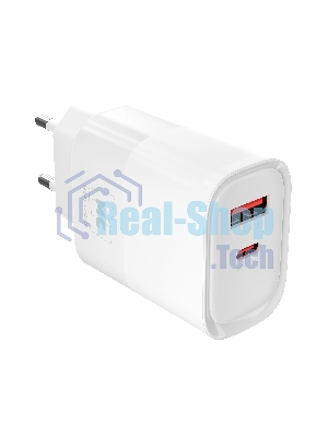 Сетевое зарядное устройство MORE CHOICE NC81 СЗУ 1USB+1Type-C 3.0A PD 20W+ QC3.0, белый