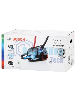 Пылесос Bosch BGS41POW1 черный/красный, 350/700 Вт, уборка сухая, пылесборник контейнер 2.4 л