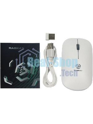 Мышь беспроводная Raskat M003WR белый, 2400 dpi, радиоканал, Bluetooth, USB, кнопки - 3