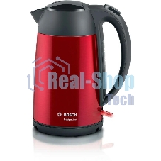 Электрочайник Bosch TWK3P424 красный, 1.7 л, 2400 Вт, скрытый нагревательный элемент