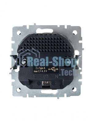 Розетка 1-местная IEK BRITE РЮш10-1-БрЧ (BR-R14-16-U21-D21-K02) 16А, с USB A+A 2.1А, с заземлением с защитными шторками, черный