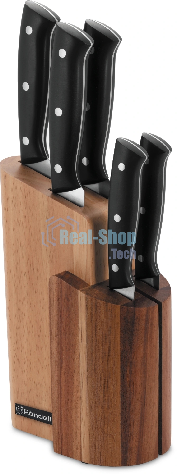 Набор ножей кухонных Rondell Dual RD-1943 компл.: 6 предм. с подставкой черный подар. коробка