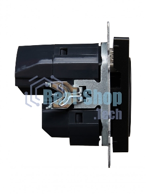 Розетка 1-местная IEK BRITE РЮш10-1-БрЧ (BR-R14-16-U21-D21-K02) 16А, с USB A+A 2.1А, с заземлением с защитными шторками, черный