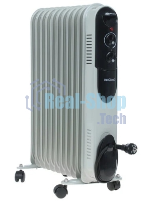 Обогреватель масляный Neoclima NC 9311, белый/черный, 2500 Вт, 25 м2, термостат